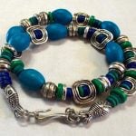Aegean and Pewter Fish Wrap Bracelet